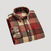 Men’s checked flannel long sleeve casual shirt