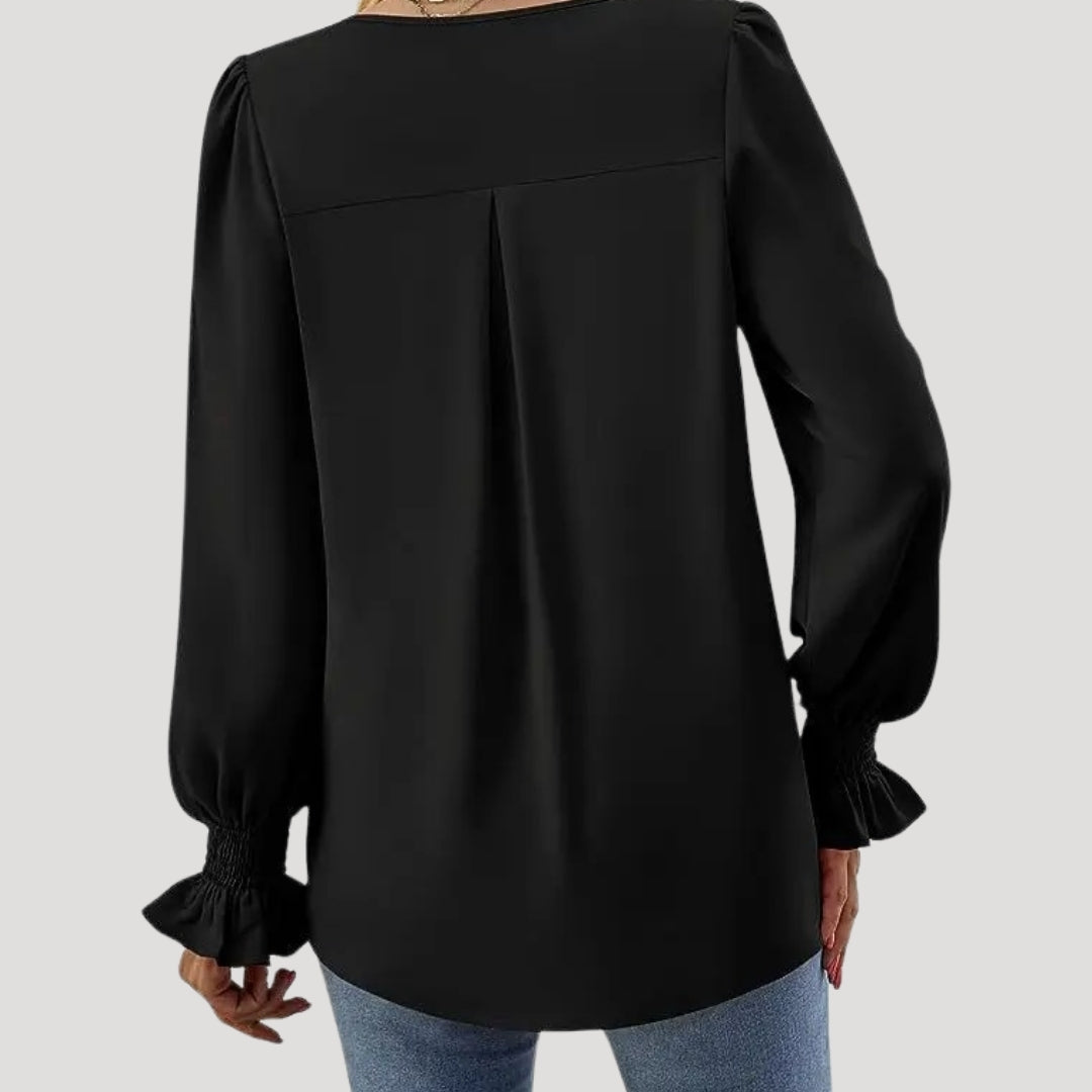 Elegant v-neck long-sleeve blouse