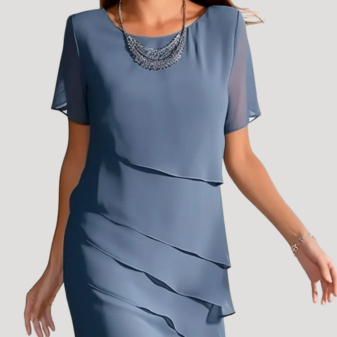Women’s summer chiffon wedding guest midi dress