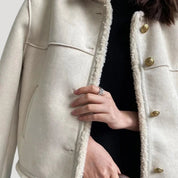 Women’s faux shearling button up teddy winter jacket