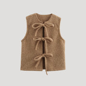 Women wool tie-front vest