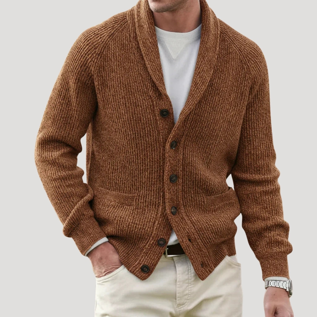 Men's lightweight shawl collar cardigan
