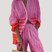 Women’s beach summer co ord trousers set long sleeve
