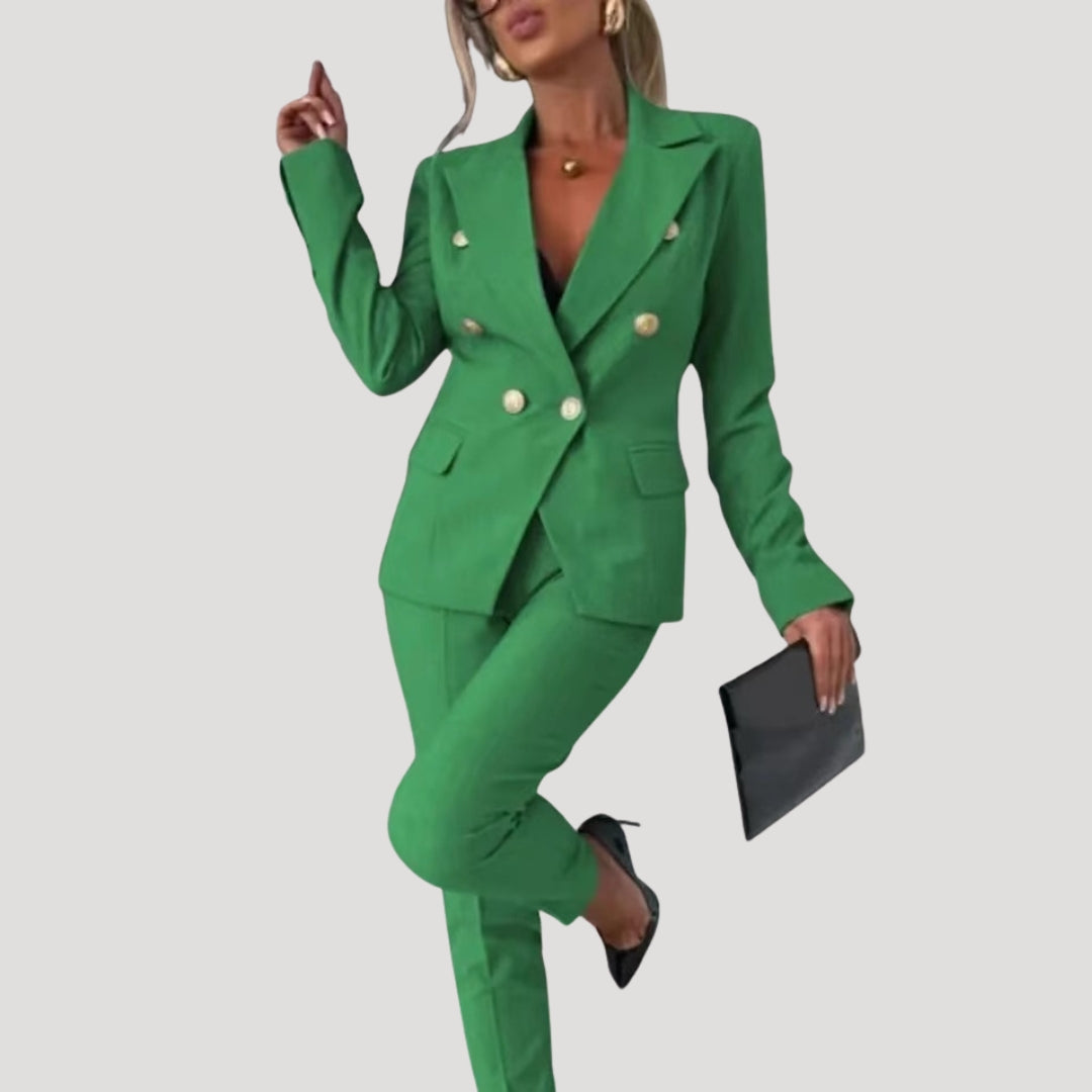 Women’s button front blazer and trouser set