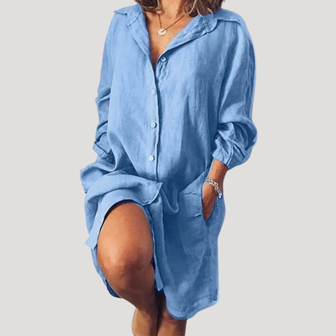 Women’s linen shirt dress summer casual loose fit