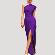Women’s one shoulder maxi evening wedding guest dress