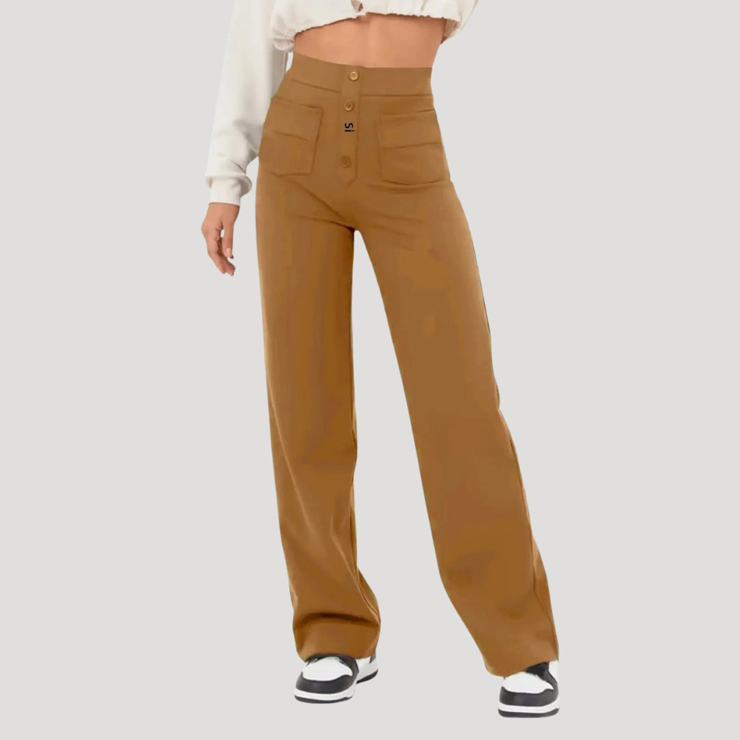 High-waist wide-leg trousers