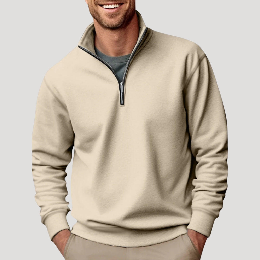 Men cotton half-zip sweatshirt