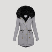 Luxury fur-lined hooded coat