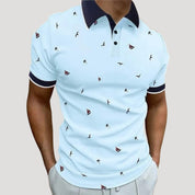 Men’s short sleeve printed patterned polo shirt