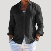 Men’s linen long sleeve button down shirt
