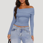 Off shoulder long sleeve top