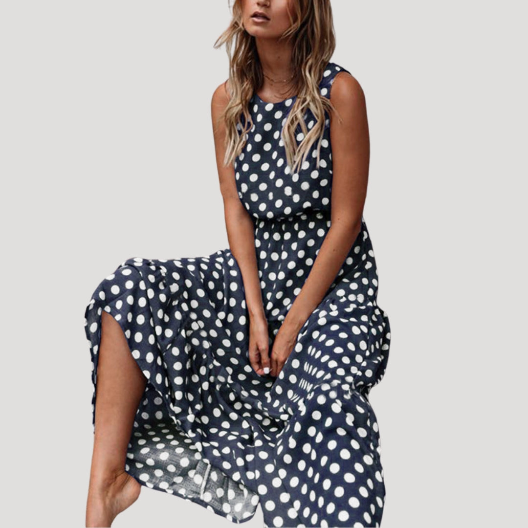 Women’s polka dot sleeveless midi dress