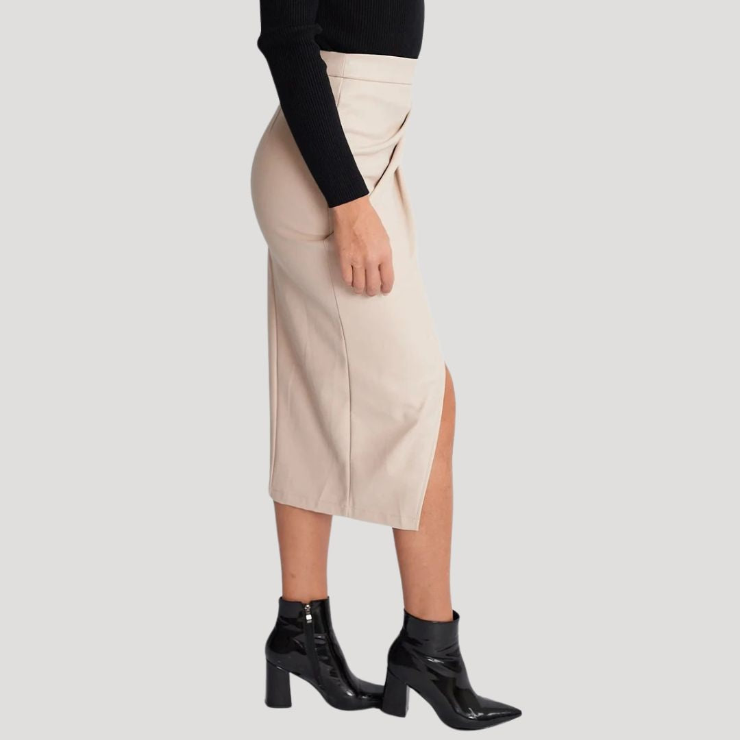 Women faux leather wrap skirt