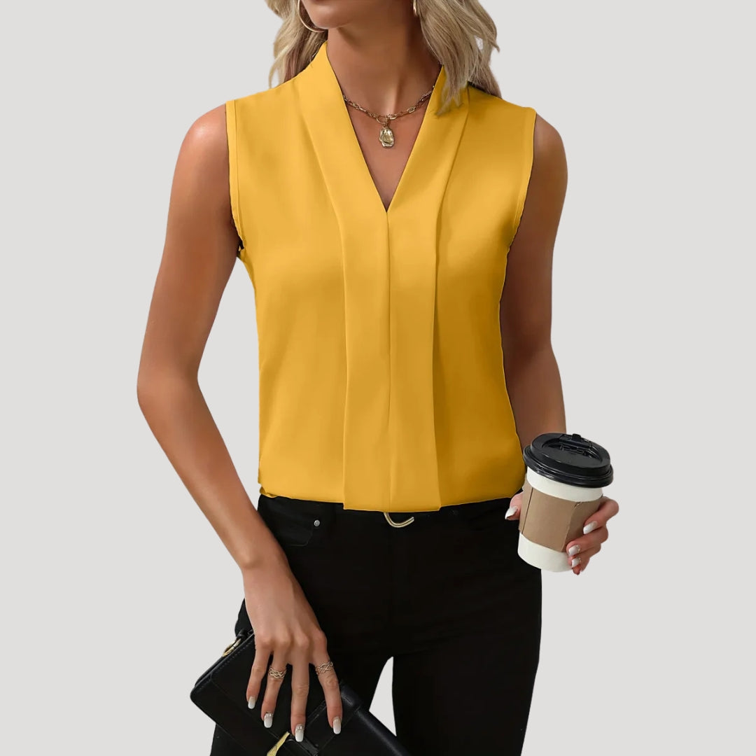 Women’s sleeveless v neck office work blouse