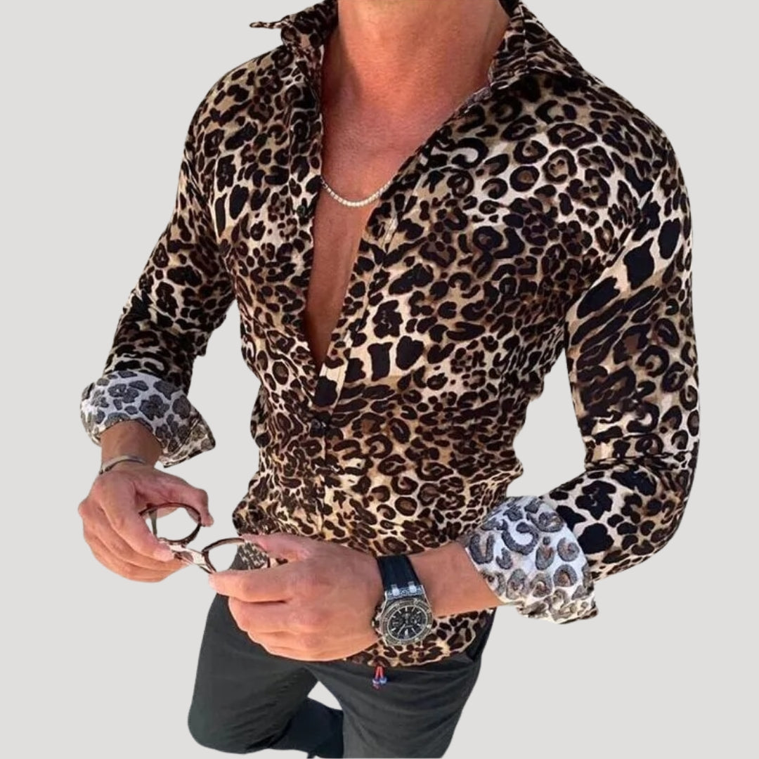 Men’s slim fit long sleeve patterned shirt