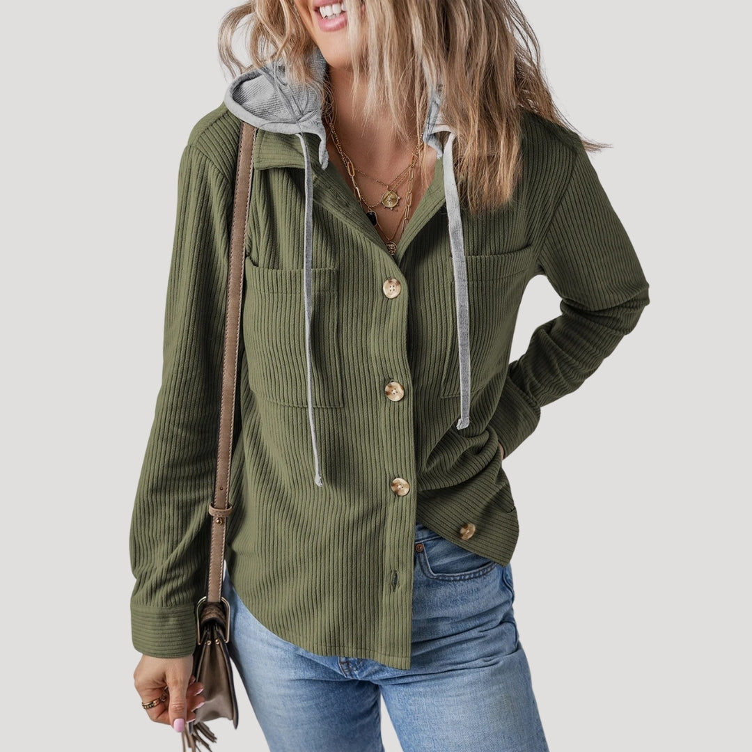 Women’s corduroy hooded jacket casual winter style