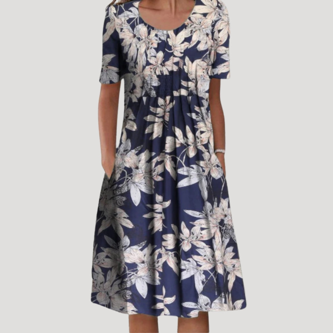 Women’s floral midi dress with short sleeves