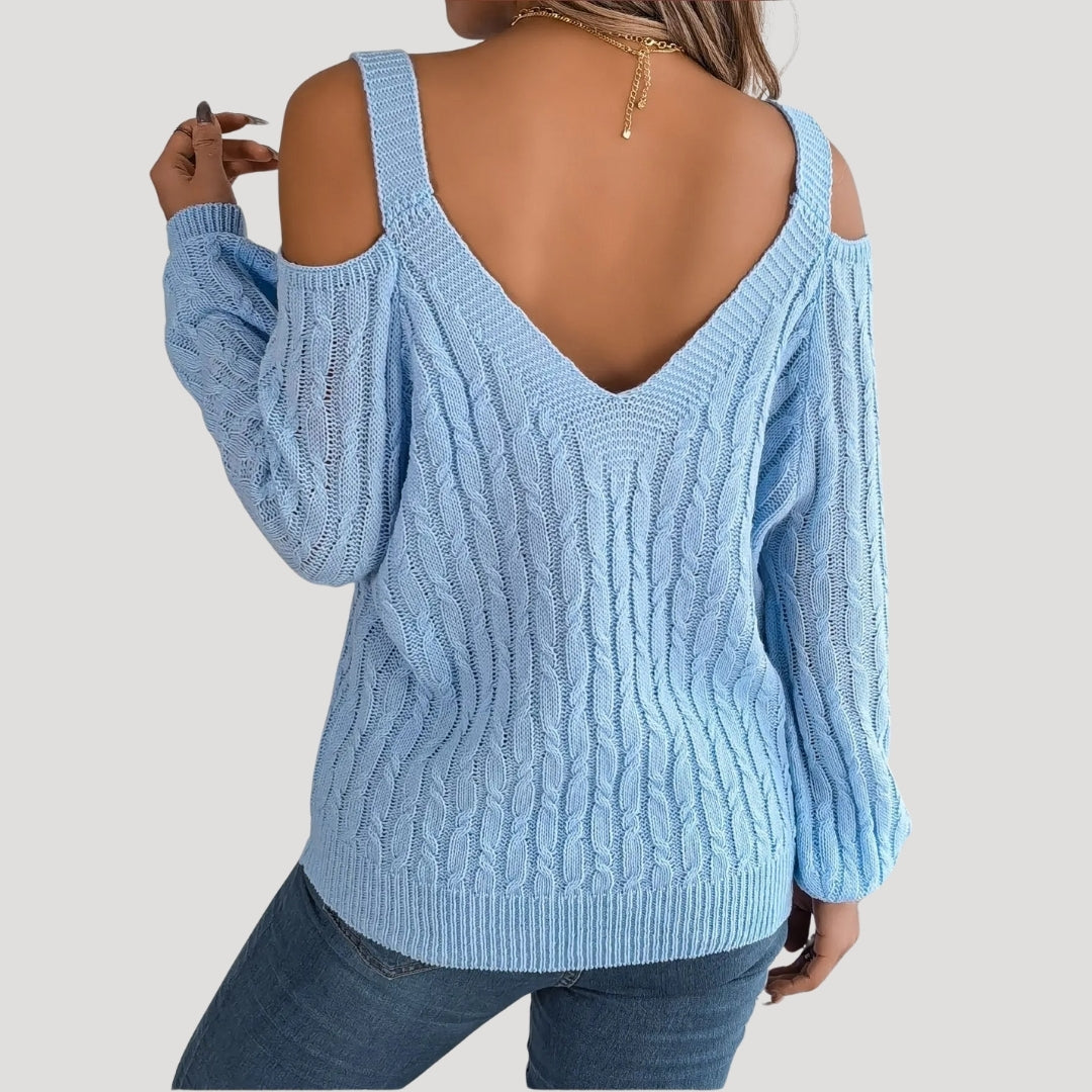 Women off shoulder knit summer sweater