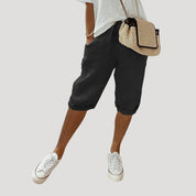Women’s linen knee length shorts summer casual fit