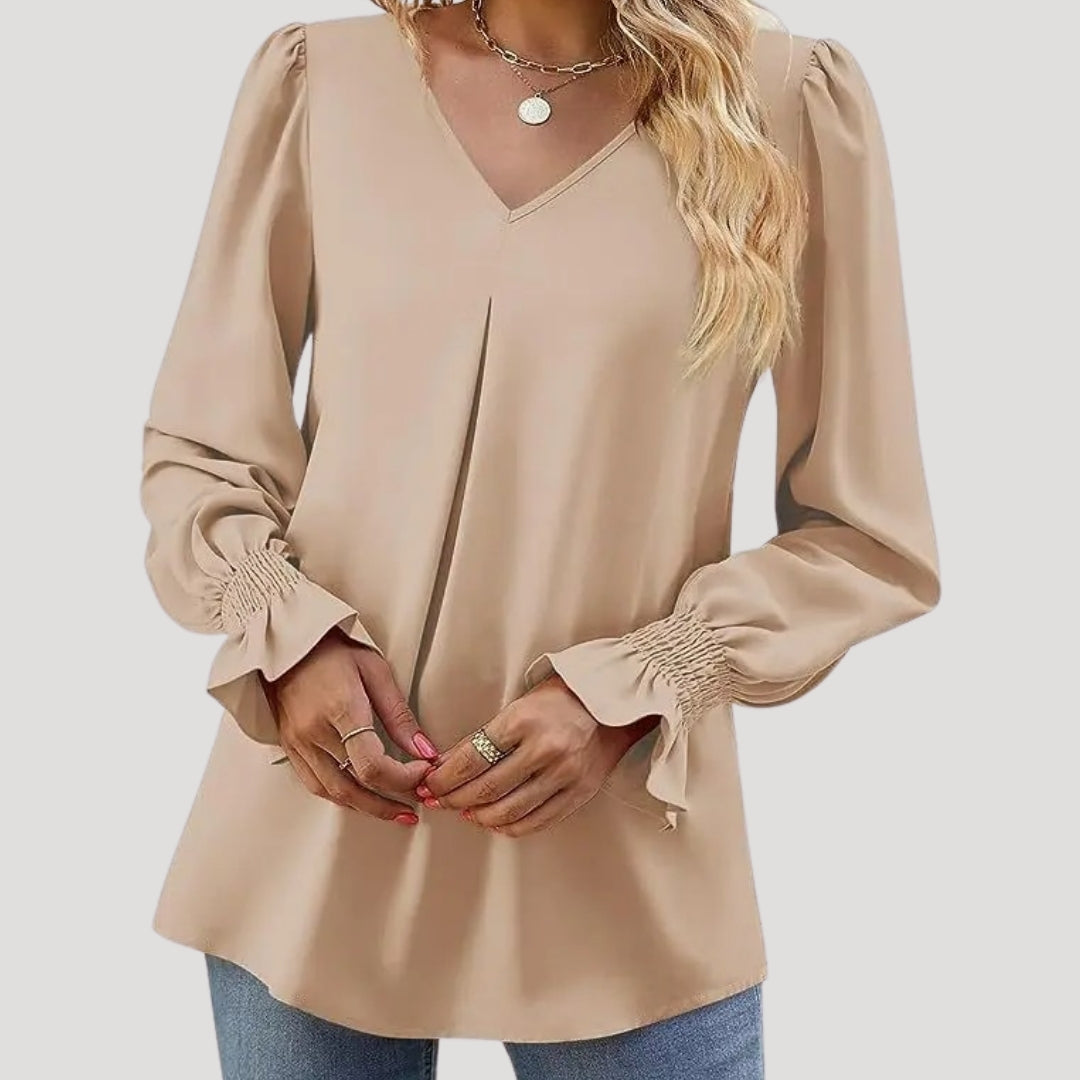 Elegant v-neck long-sleeve blouse