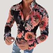 Men’s slim fit long sleeve patterned shirt