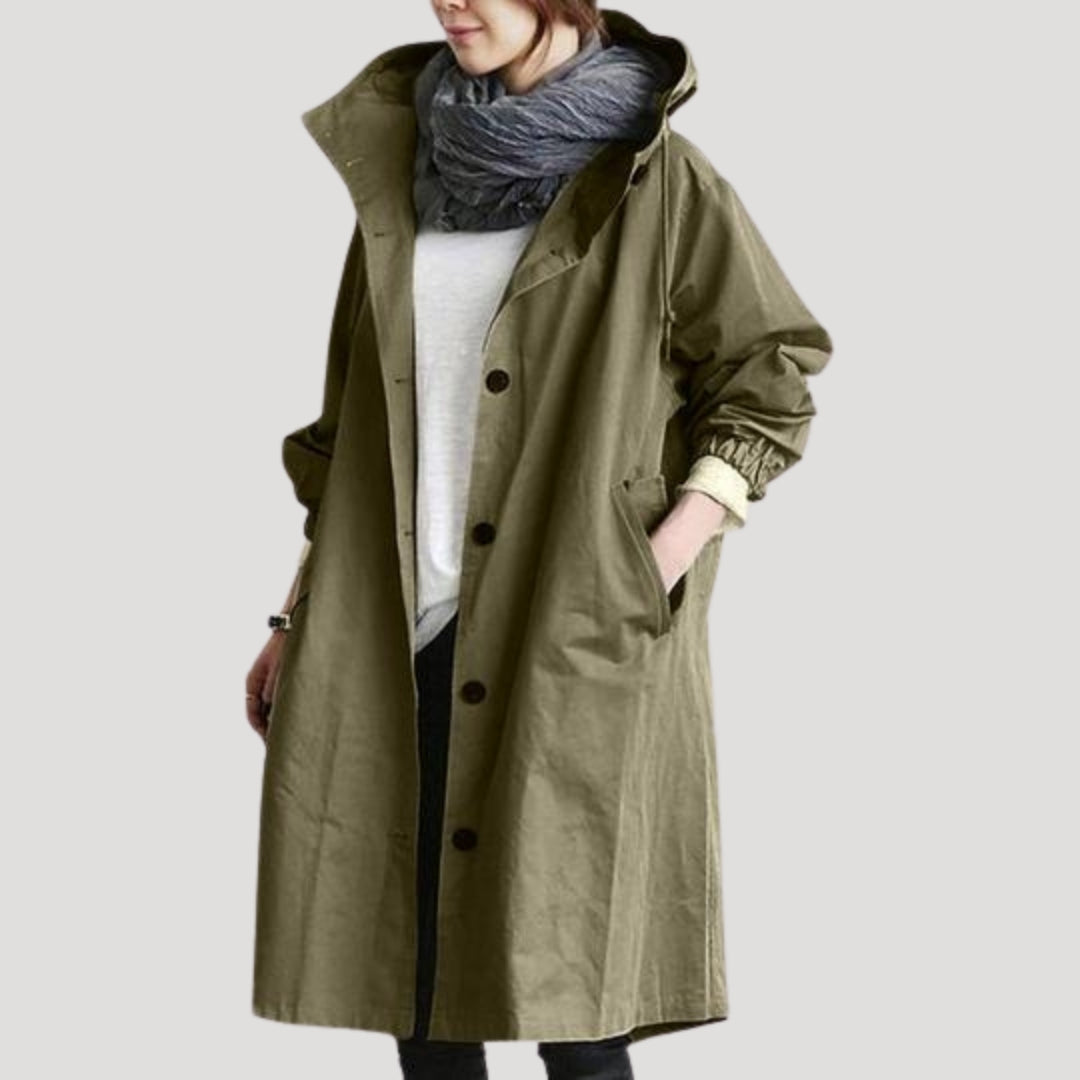 Women’s trench coat long lightweight hooded jacket