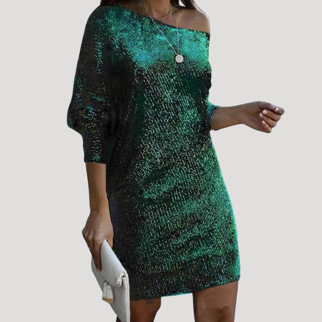 Women’s off shoulder long sleeve sequin mini dress