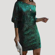 Women’s off shoulder long sleeve sequin mini dress