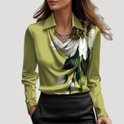 Women’s satin cowl neck long sleeve blouse