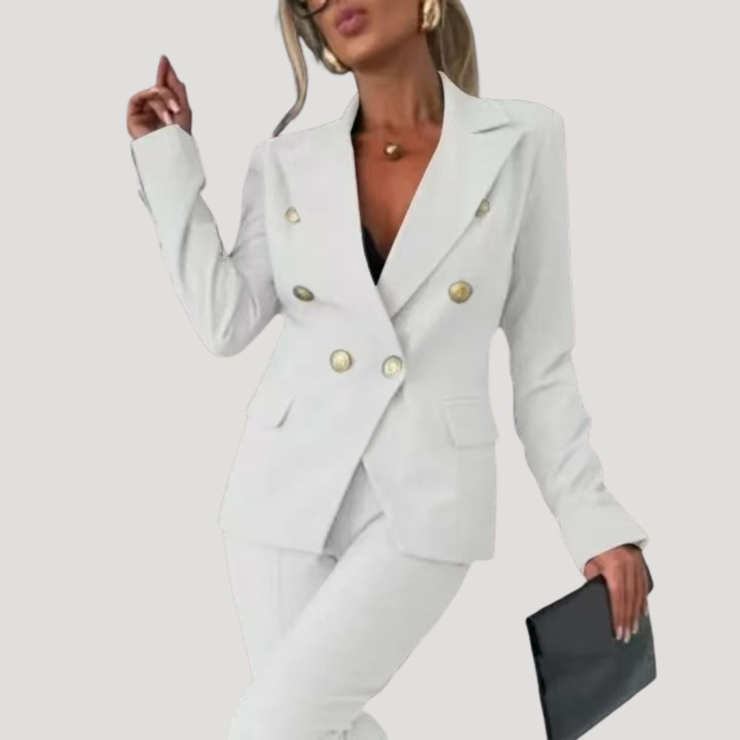 Women’s button front blazer and trouser set
