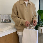 Men’s ribbed knit half zip winter jumper