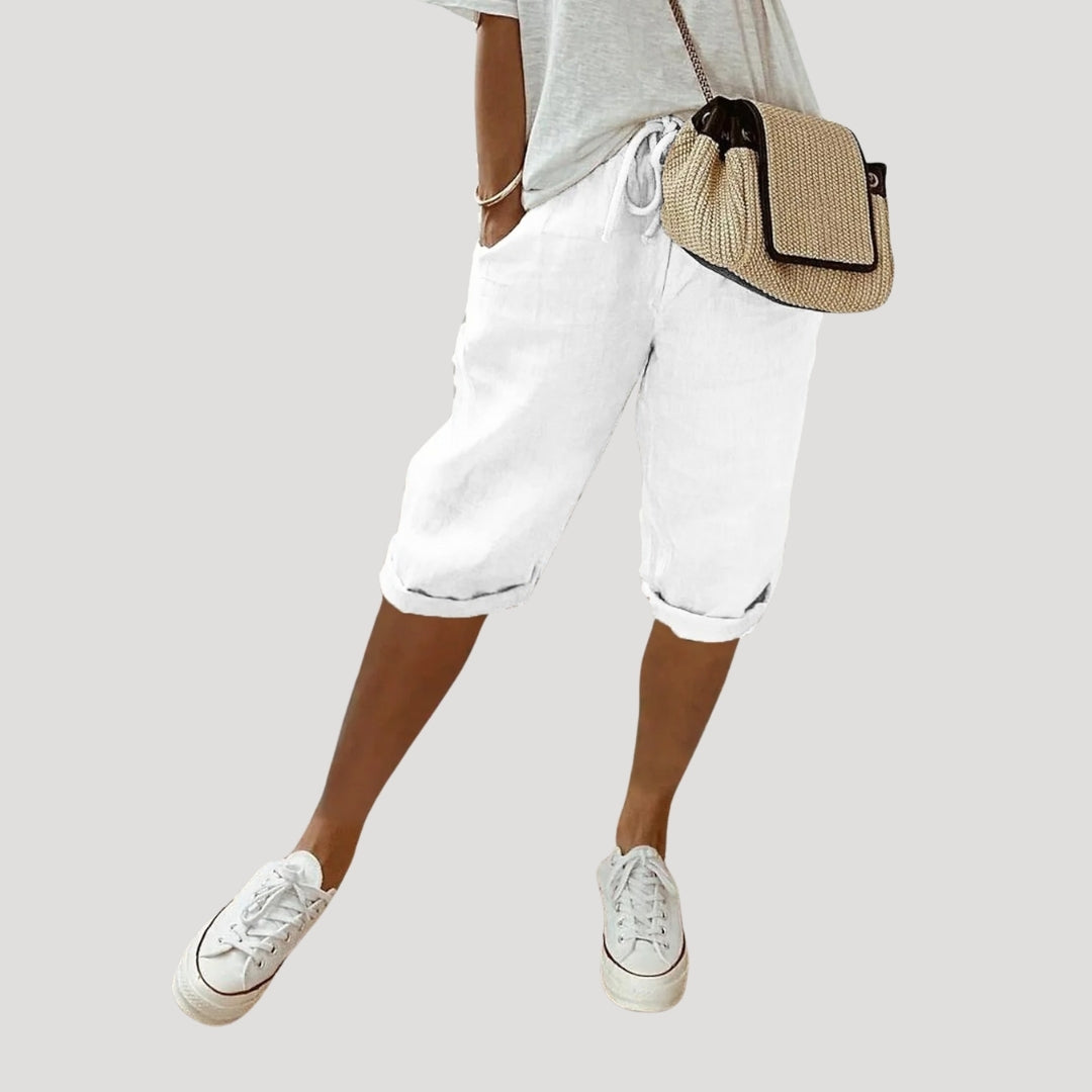 Women’s linen knee length shorts summer casual fit