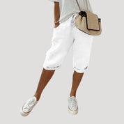 Women’s linen knee length shorts summer casual fit
