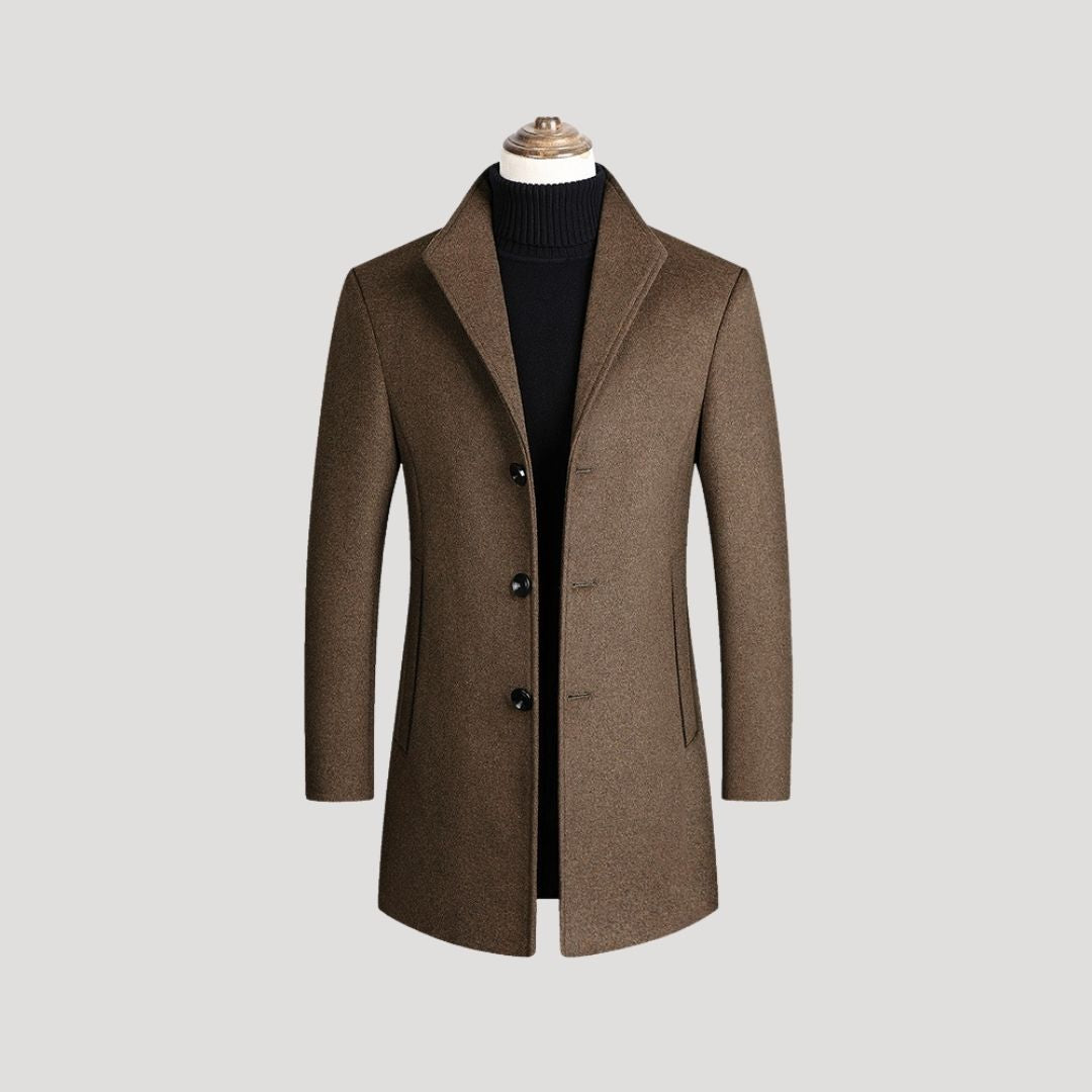 Men’s wool blend long tailored winter coat