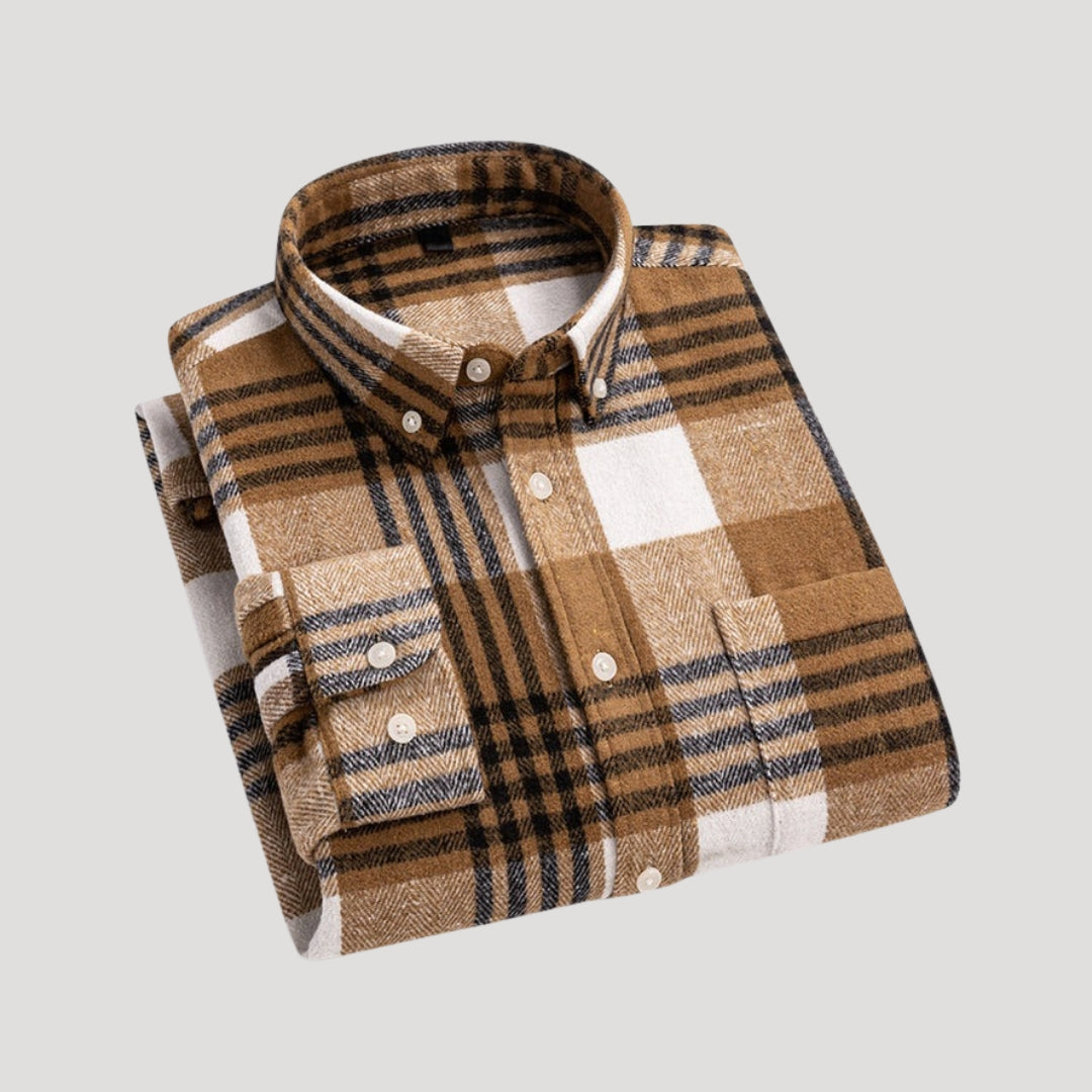 Men’s checked flannel long sleeve casual shirt