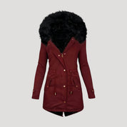 Luxury fur-lined hooded coat