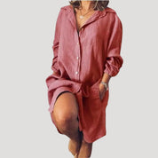 Women’s linen shirt dress summer casual loose fit