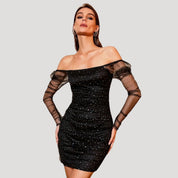 Sparkly mesh sleeve bodycon dress