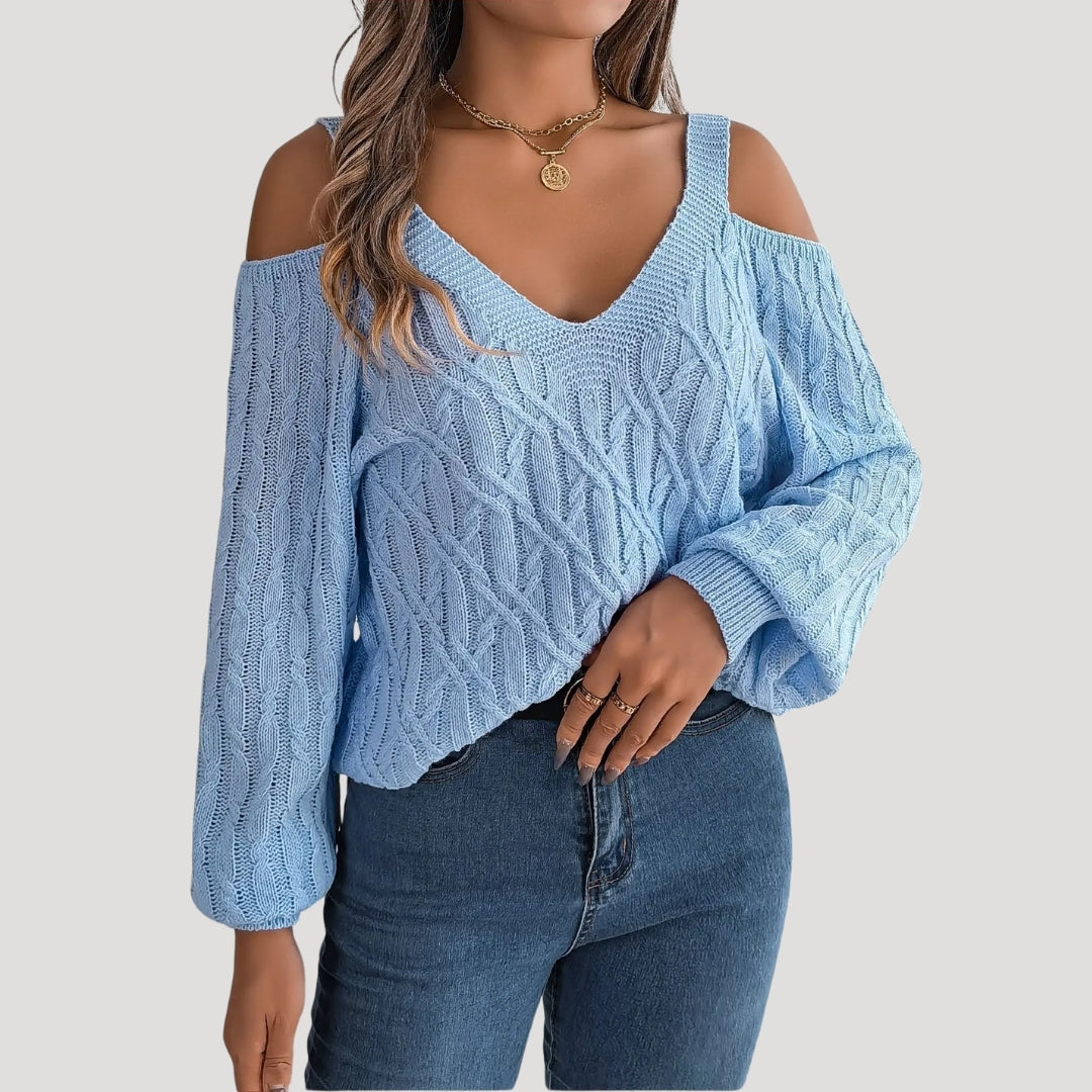 Women off shoulder knit summer sweater