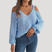 Women off shoulder knit summer sweater