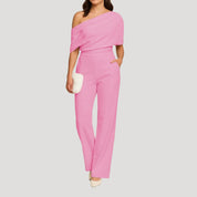 Women’s one shoulder wide leg wedding guest jumpsuit