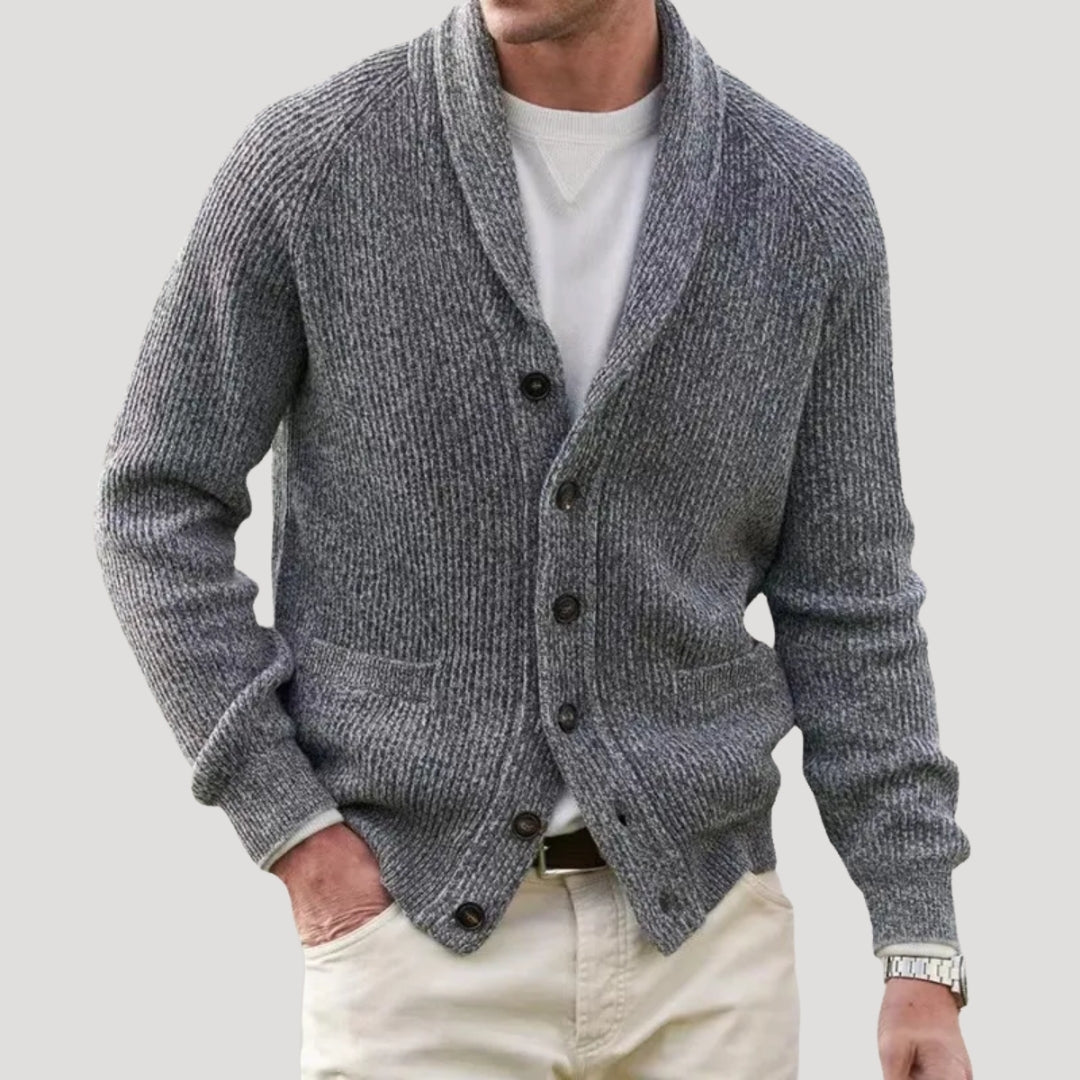 Men's lightweight shawl collar cardigan