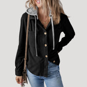 Women’s corduroy hooded jacket casual winter style