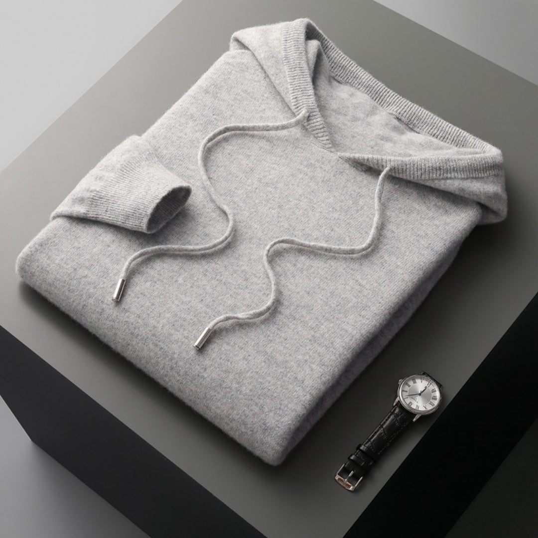 Men’s cashmere wool winter knitted hoodie jumper