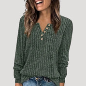 Women’s ribbed knit long sleeve henley top
