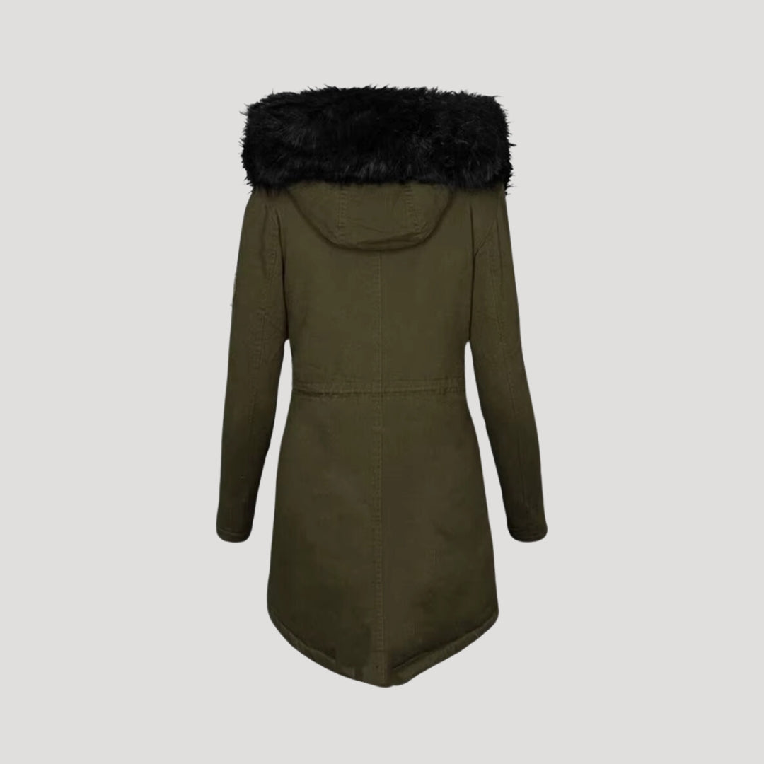 Luxury fur-lined hooded coat