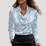 Women’s satin cowl neck long sleeve blouse