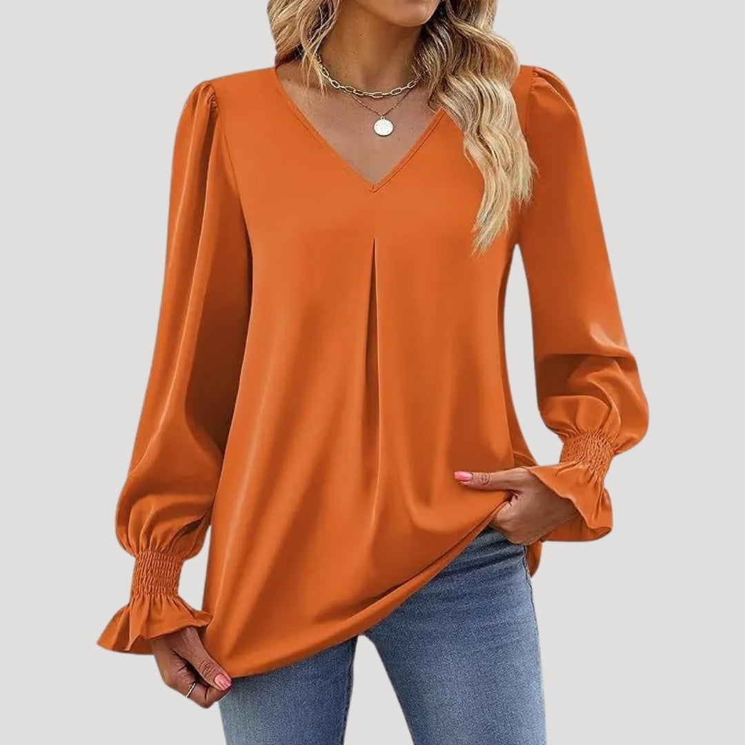 Elegant v-neck long-sleeve blouse