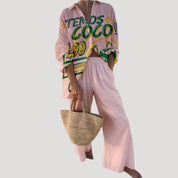 Women’s beach summer co ord trousers set long sleeve